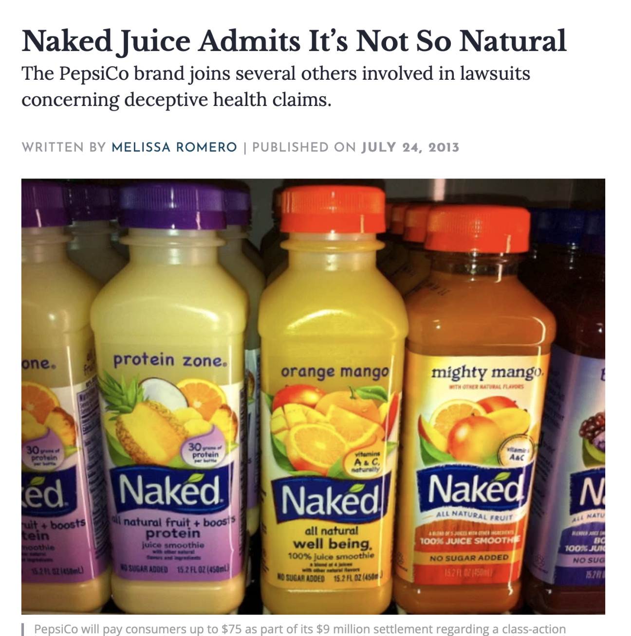 Naked juice admits it's health claims were false.